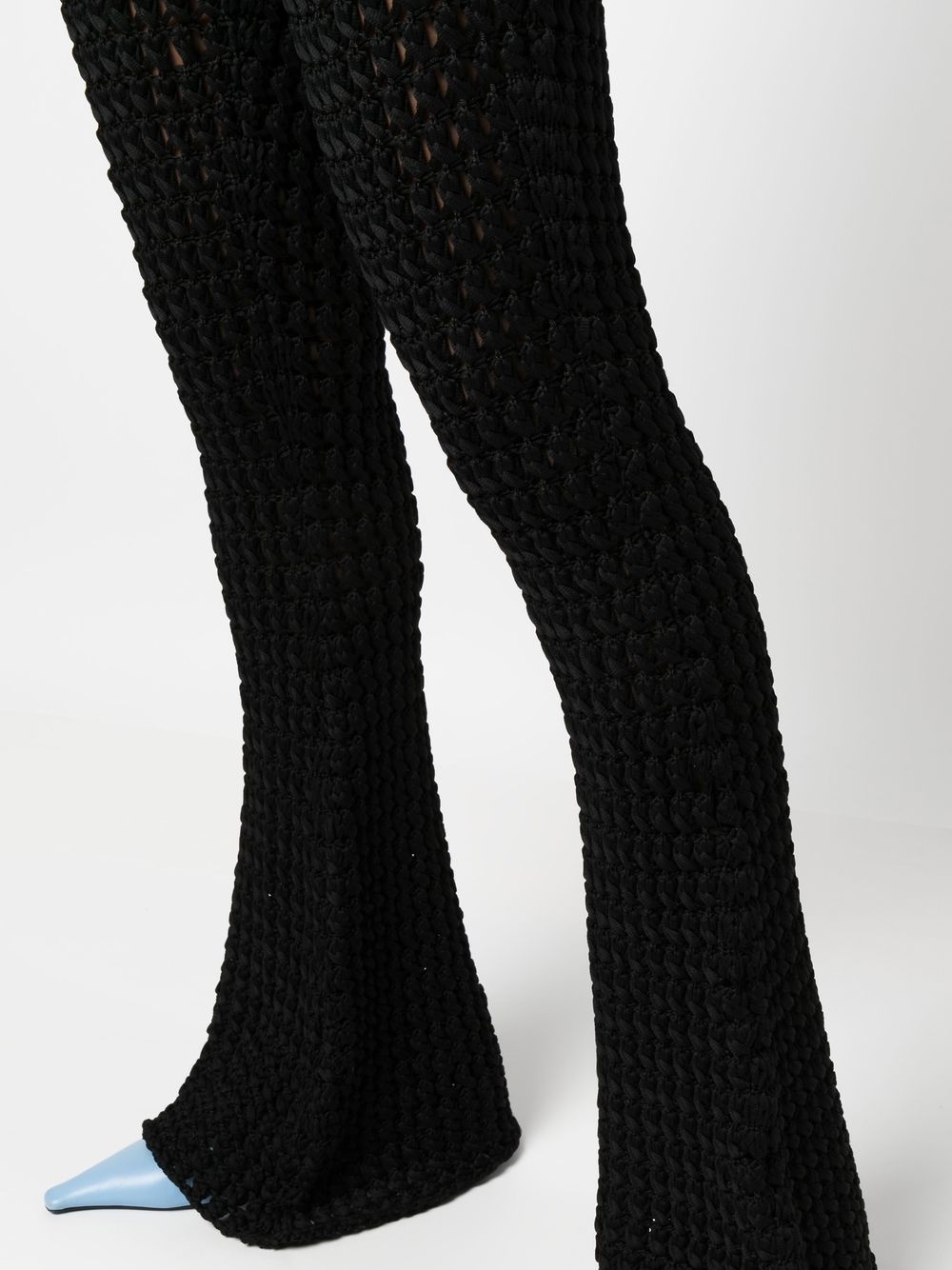 crochet-knit flared trousers - 5