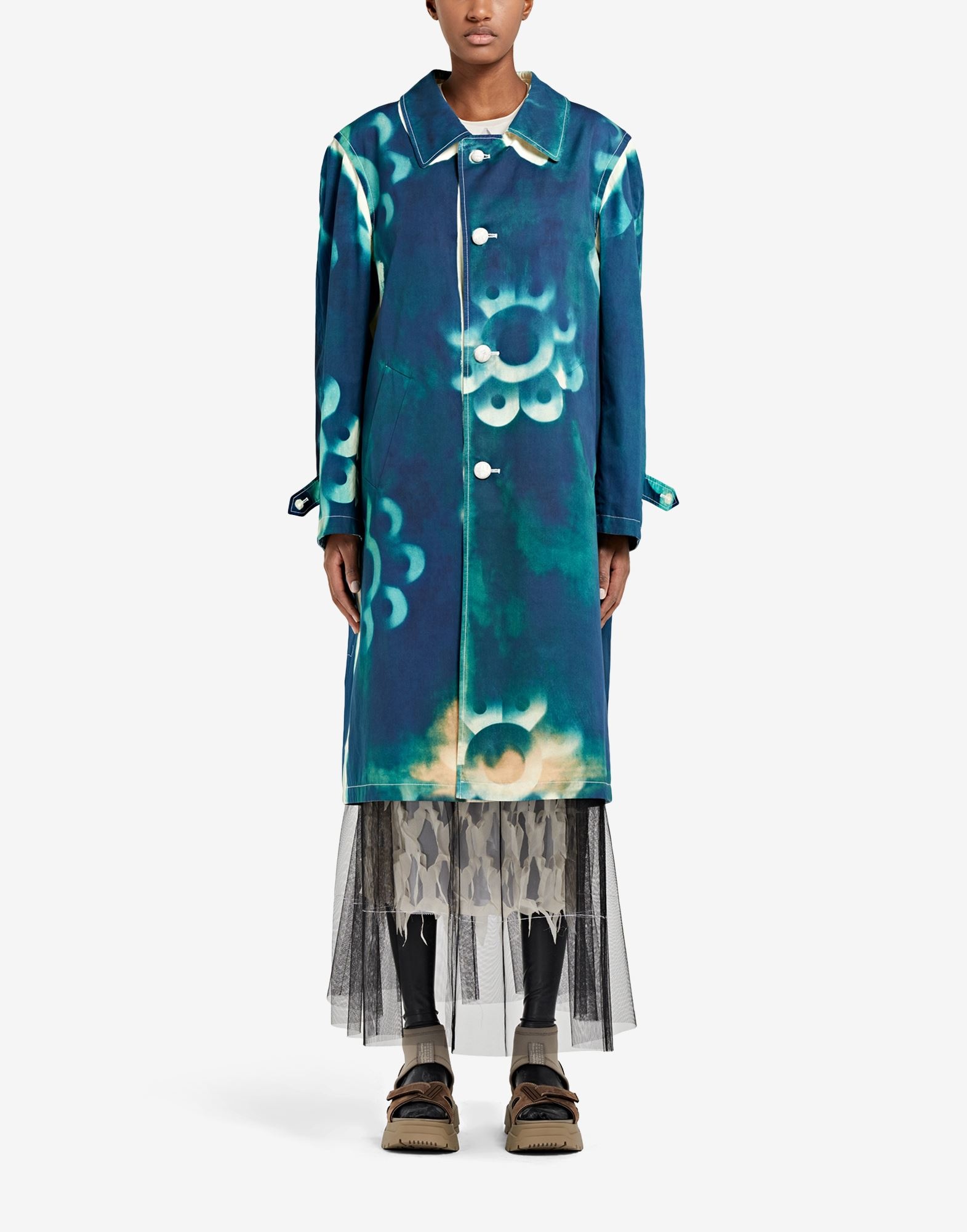 Floreal Cyanotype Canvas Coat - 2