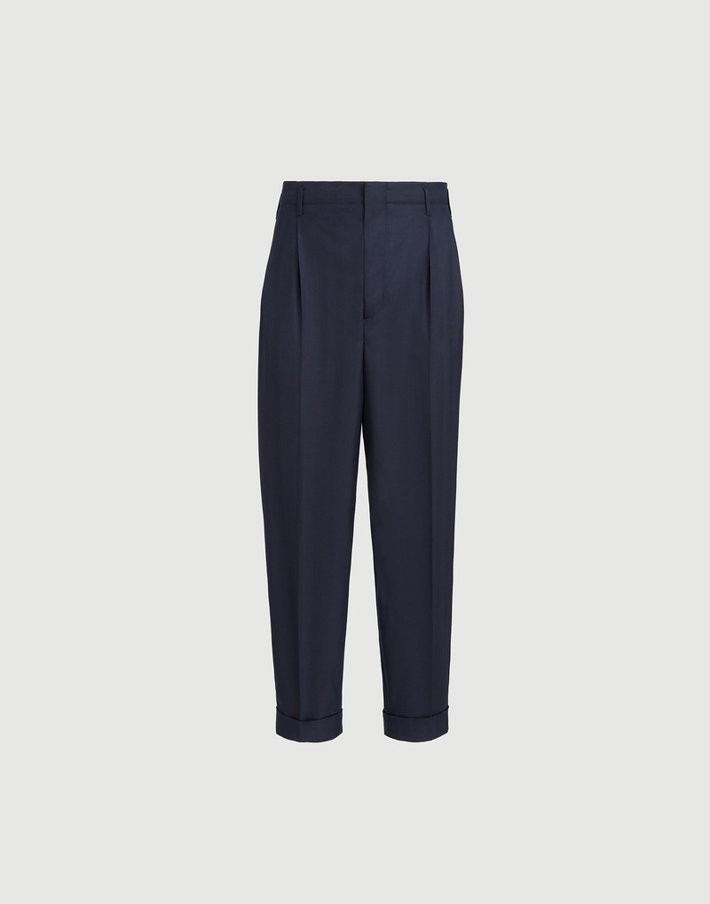 Virgin wool chevron trousers with double pleats 1
