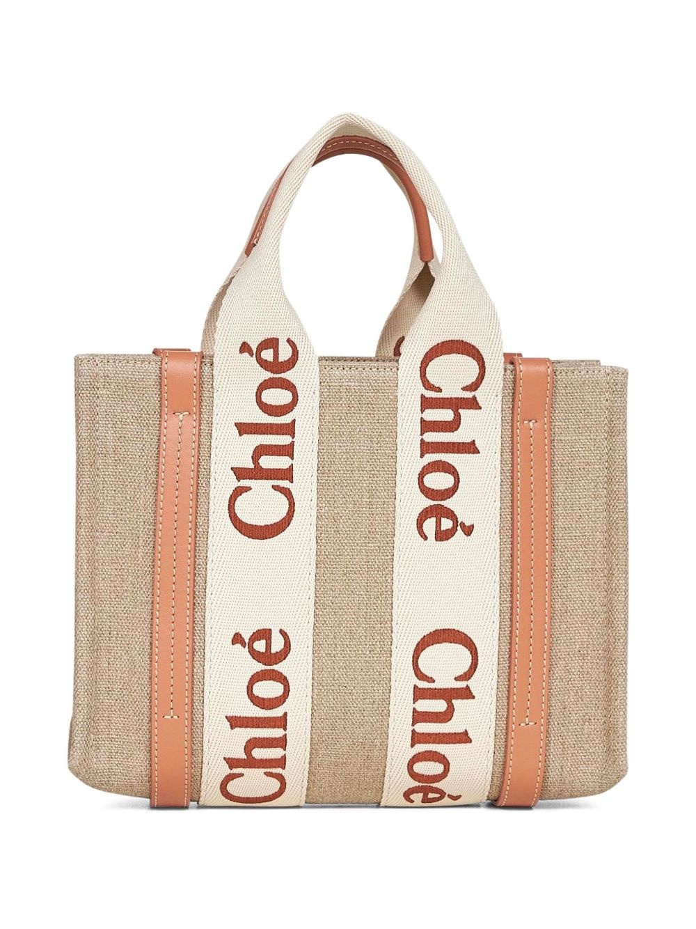 small Woody logo-detail linen tote bag - 3