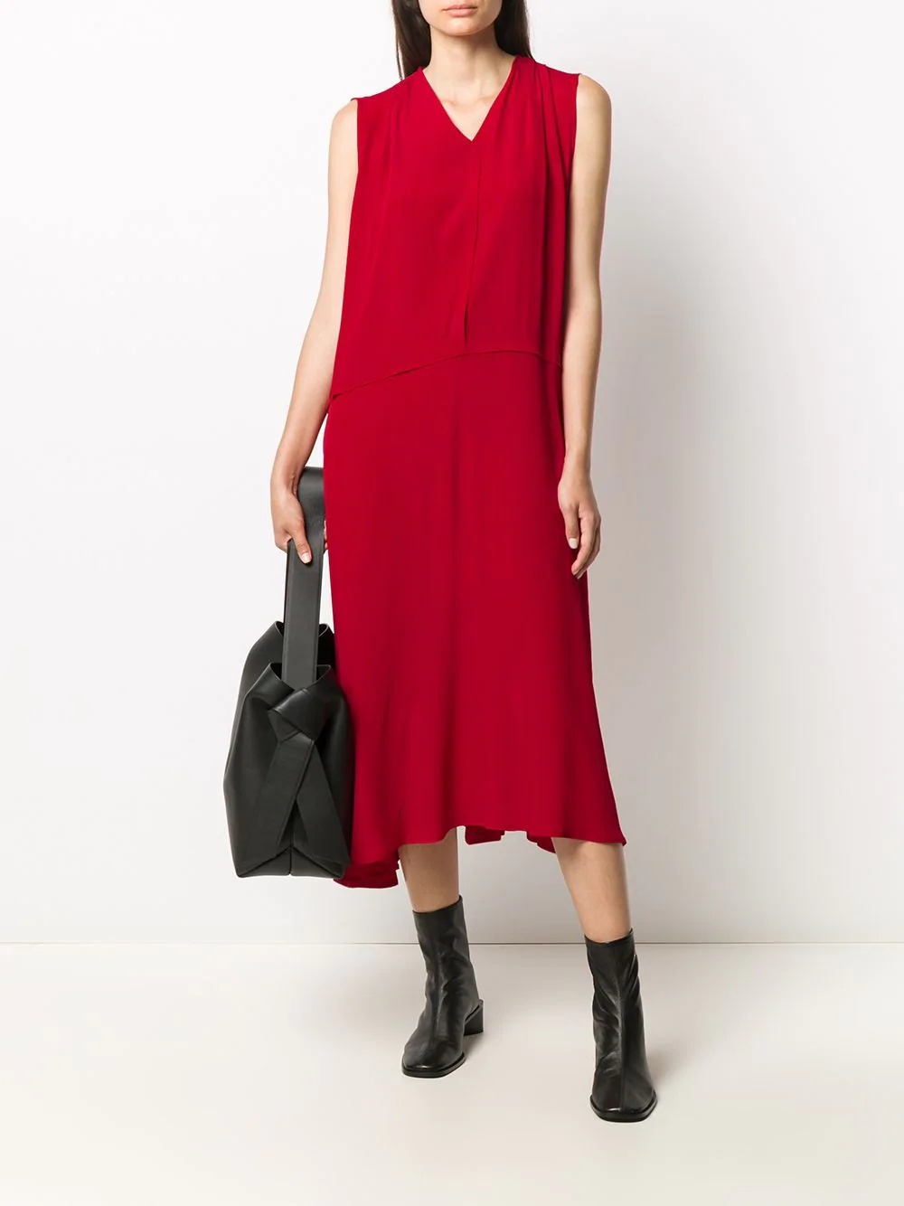 draped sleeveless midi dress - 2