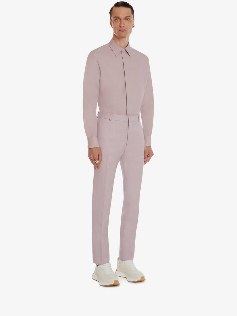 Men's Dropped Shoulder Poplin Shirt in Lilac - 3