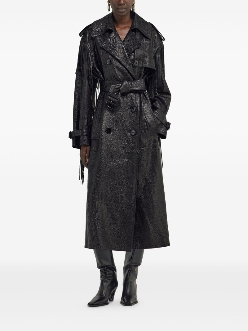 Roberto Cavalli fringed leather trench coat outlook