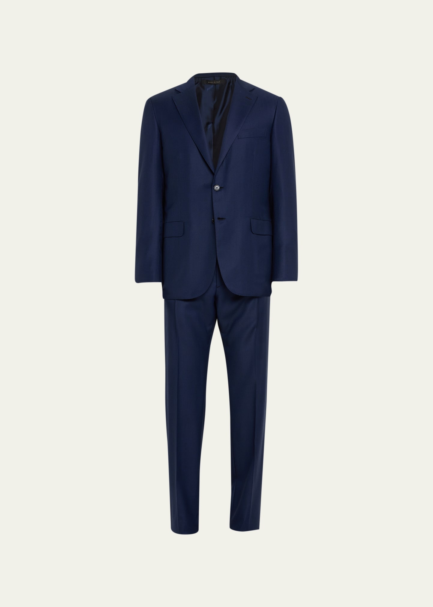 Men's Textured Solid Two-Piece Suit, Bright Navy - 1