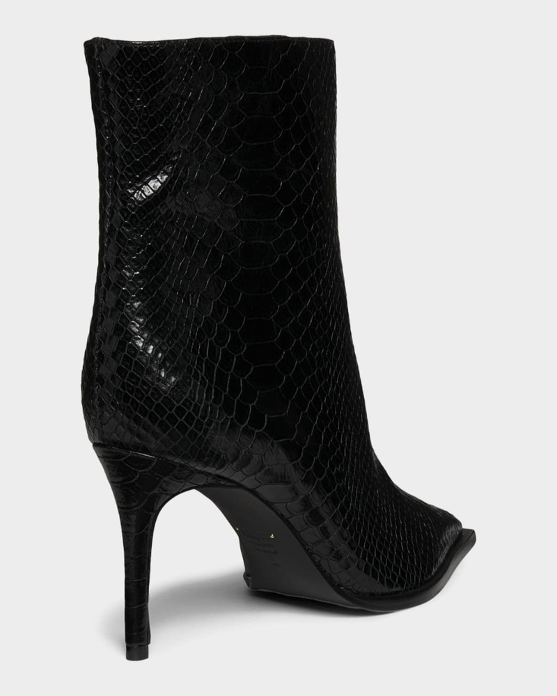 SCHUTZ 85mm Mary Snake-Embossed Leather Booties outlook