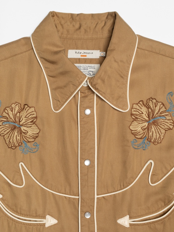 Gonzo Cowboy Flower Shirt Tobacco - 4