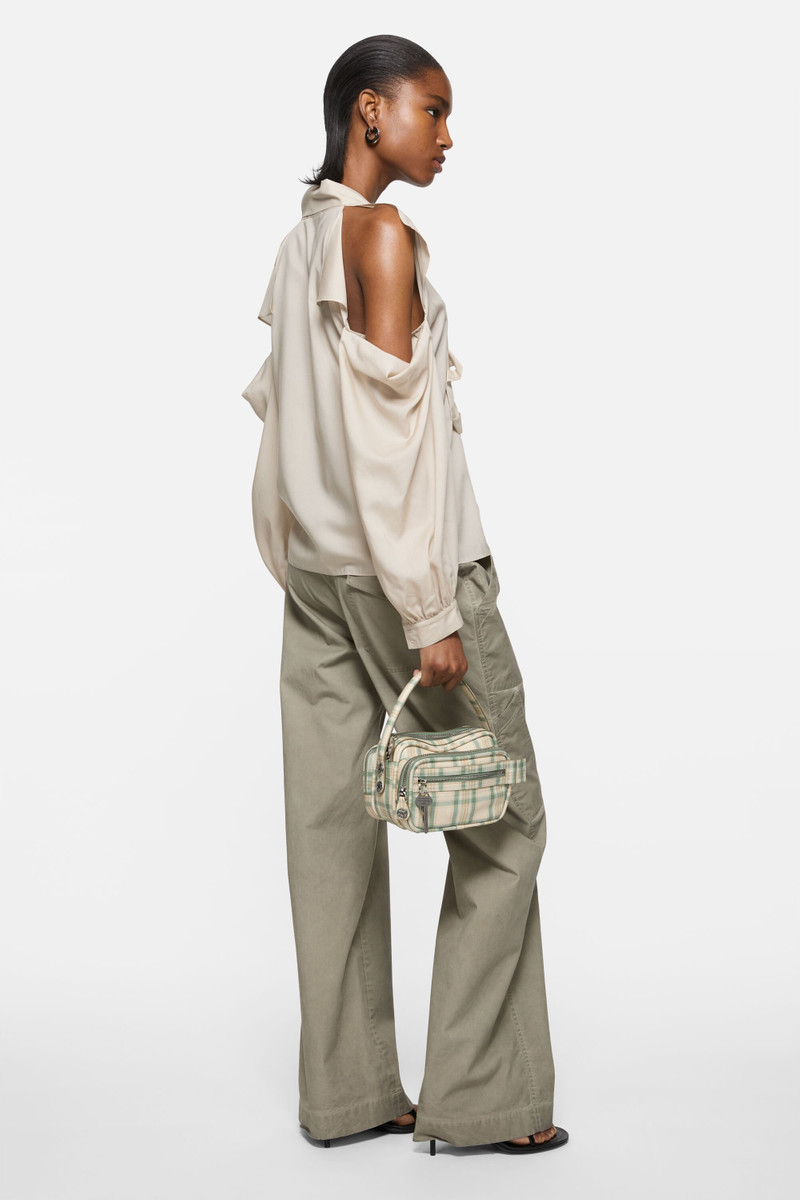 Acne Studios Camero Kit check crossbody bag - Green/orange outlook