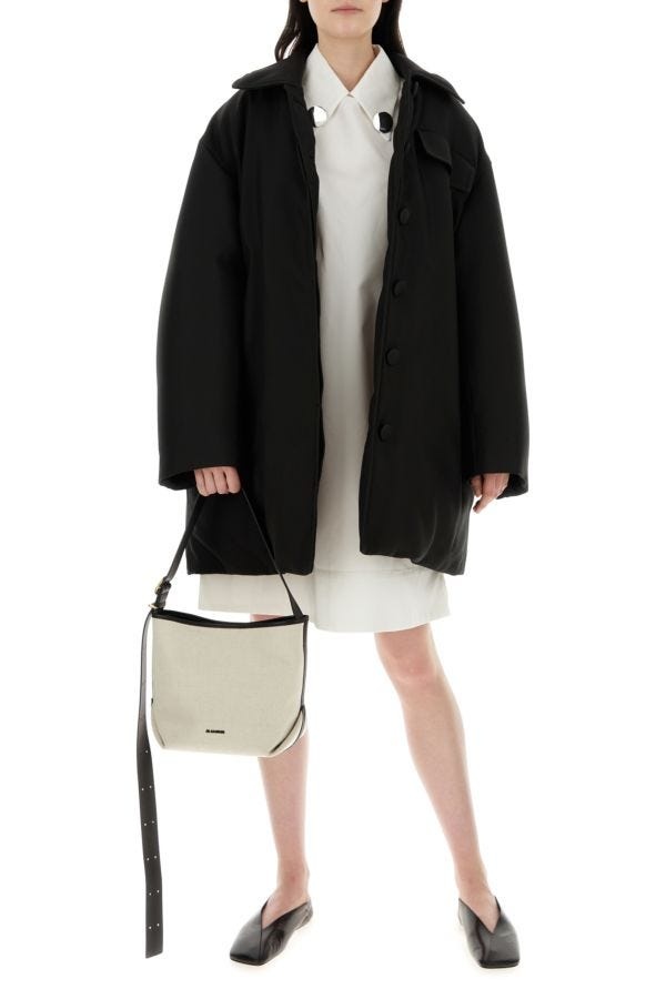 Jil Sander Black gabardine oversize down jacket