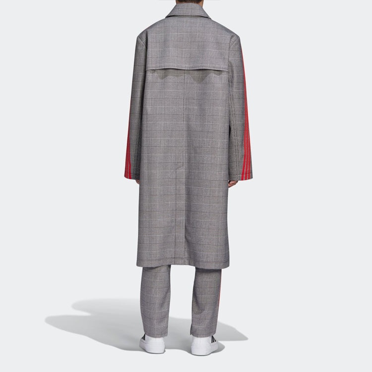 adidas originals x 424 Trench Coat Crossover Gray Plaid Long Windbreaker Gray FS6235 - 4