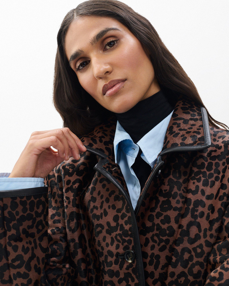 Isa Leopard-Print Calf Hair Coat 5