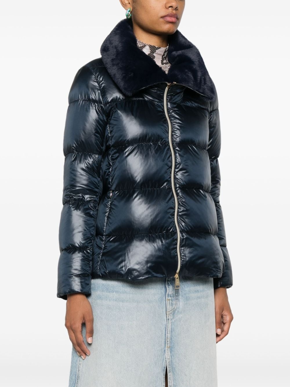 faux-fur collar puffer jacket - 3