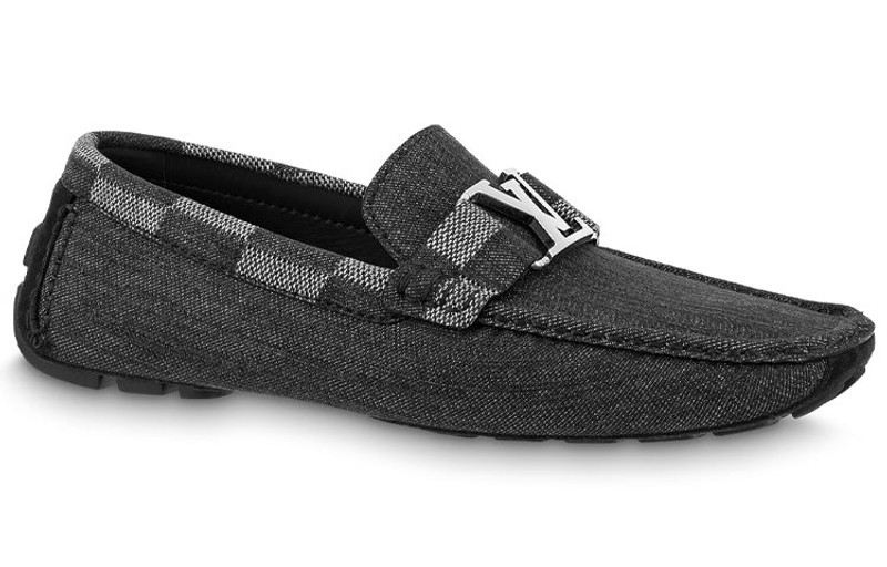Louis Vuitton LOUIS VUITTON Hockenheim Moccasin Shoes 'Grey with Plaid Collar' 1A9YRW outlook