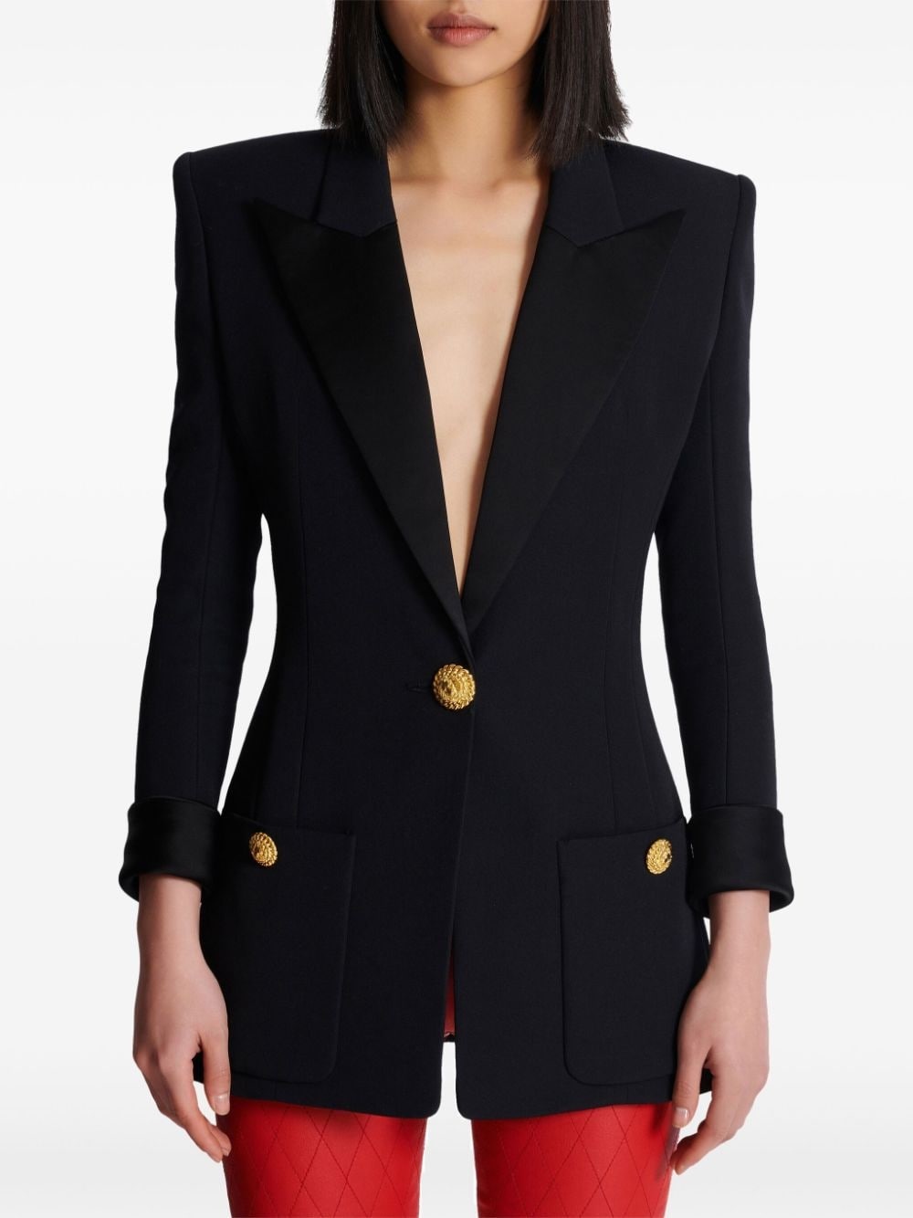 peak-lapel wool blazer - 5