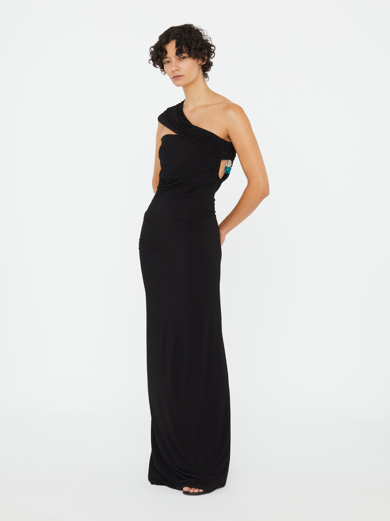 비치 유리 Draped 저지 Strapless 드레스 1