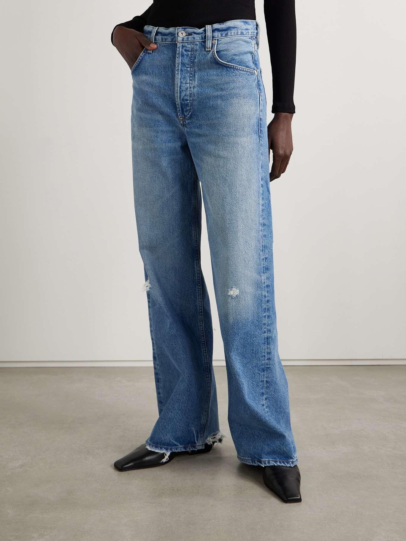 Ayla Baggy distressed high-rise wide-leg jeans Mid denim - 3