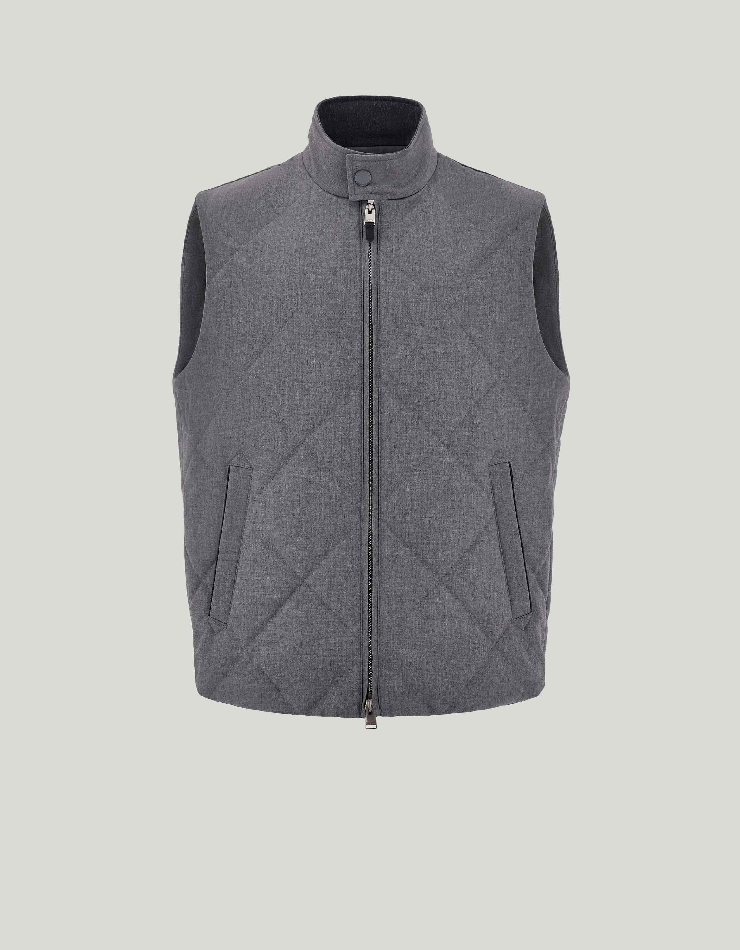 GRAY TECHNICAL FABRIC QUILTED VEST - 1