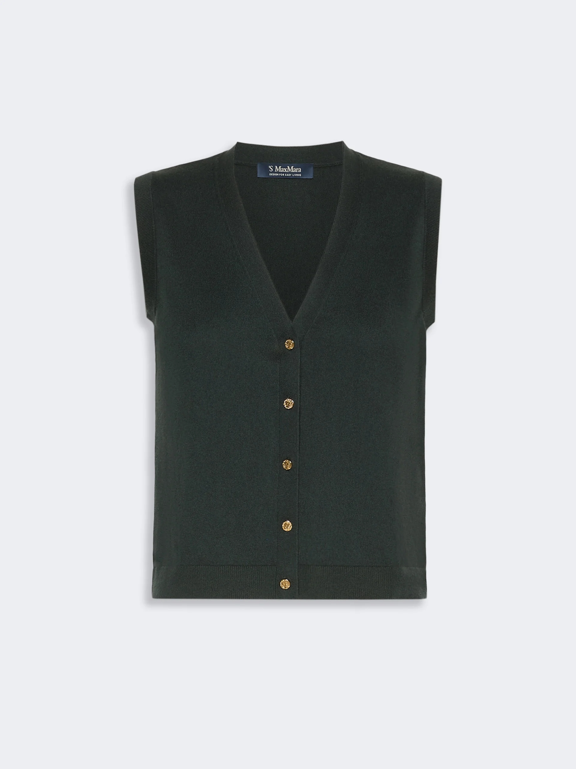 SAGGIO Cotton, silk and cashmere yarn gilet - DARK GREEN - 1