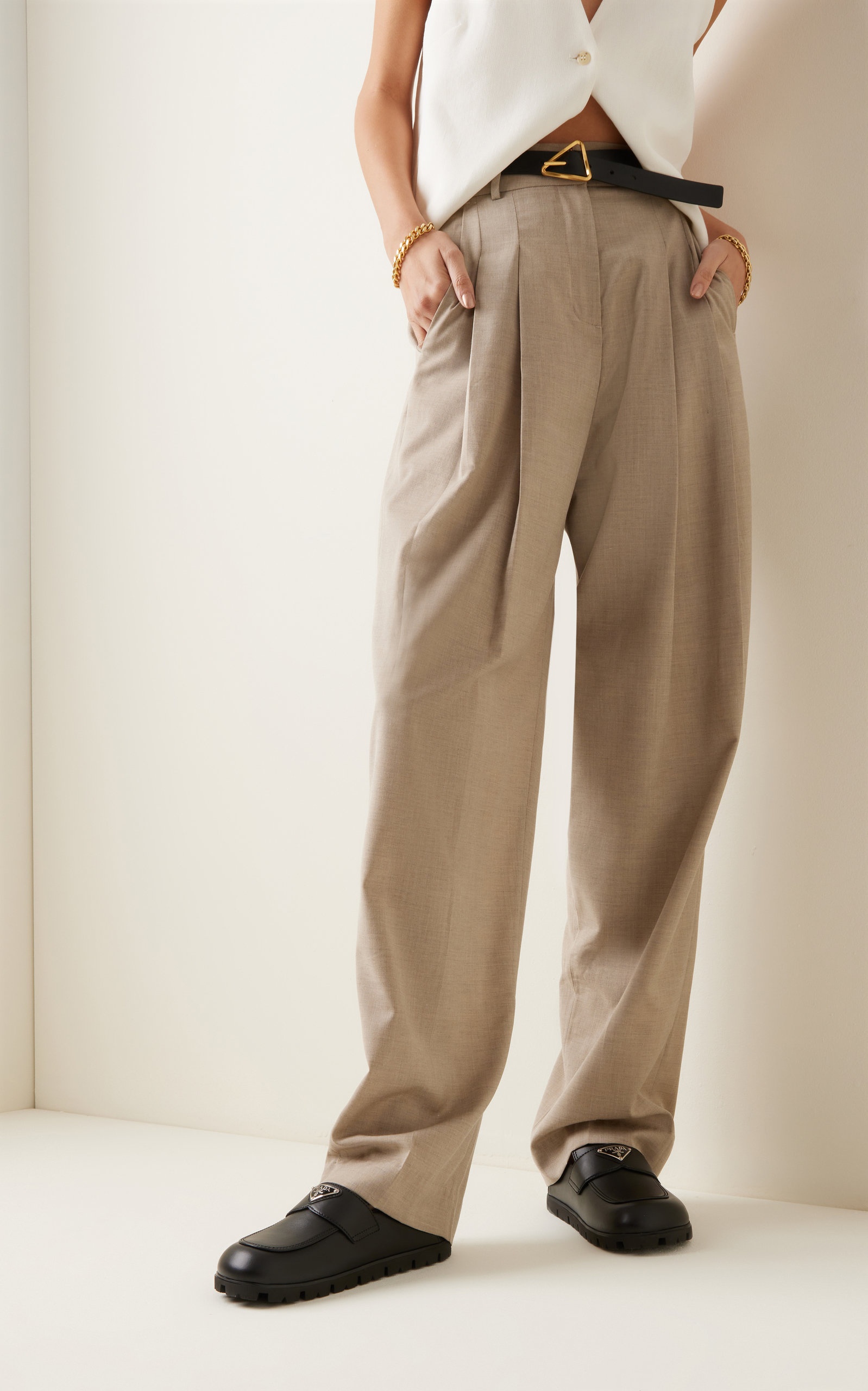 Gelso Pleated Suiting Wide-Leg Trousers neutral - 3