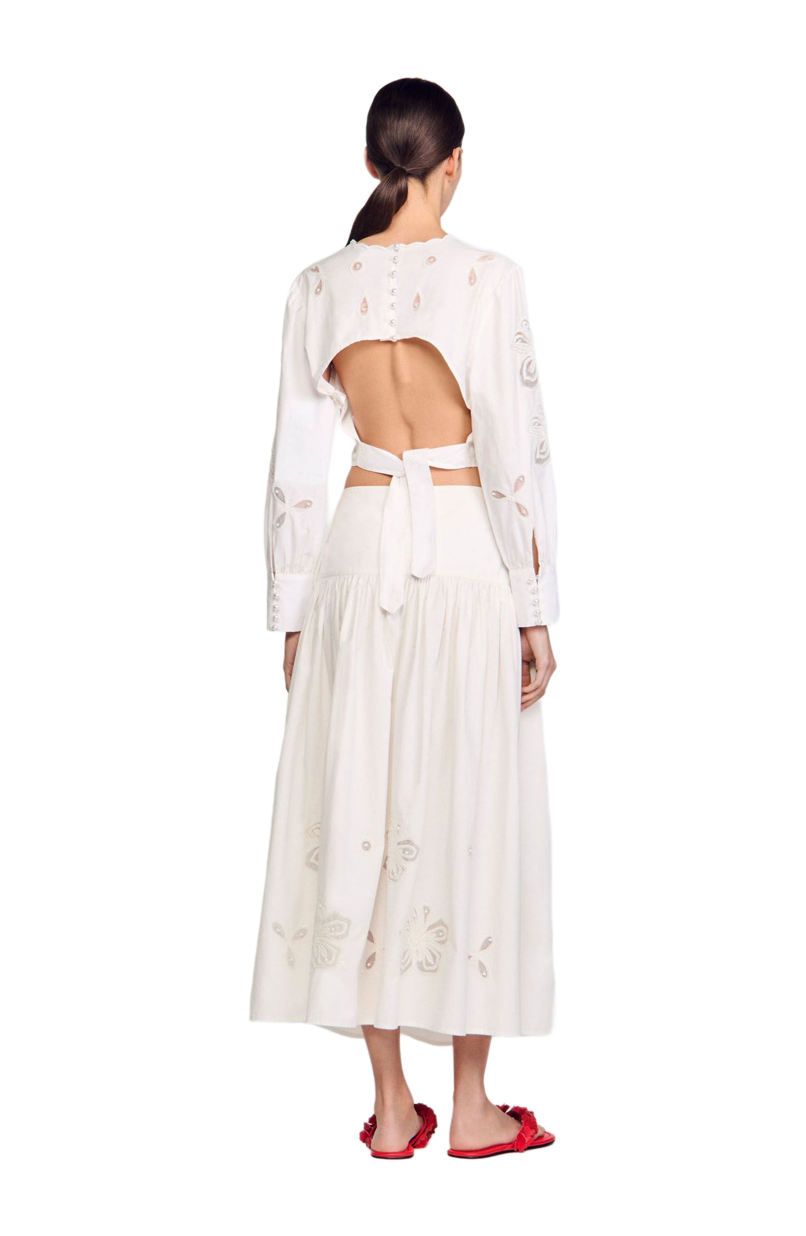 SANDRO Poplin crop top in Ecru at Nordstrom - 2
