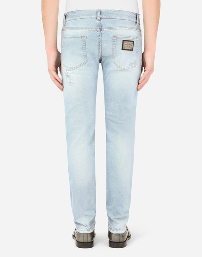 Dolce & Gabbana Light blue skinny stretch jeans with rips outlook