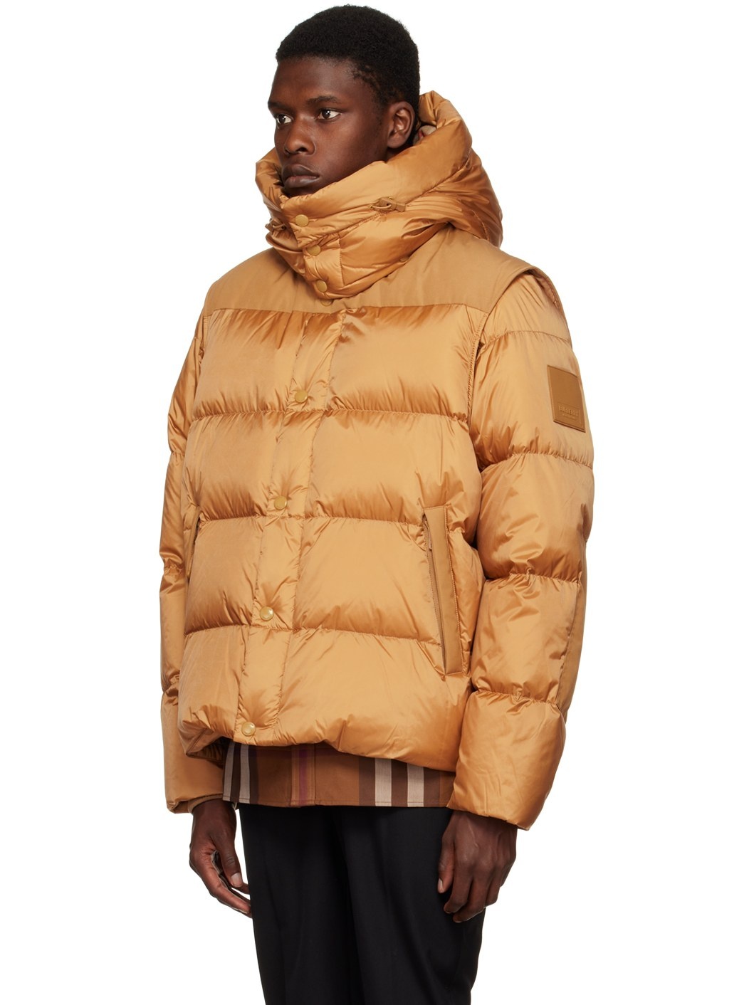 Tan Quilted Down Jacket - 4