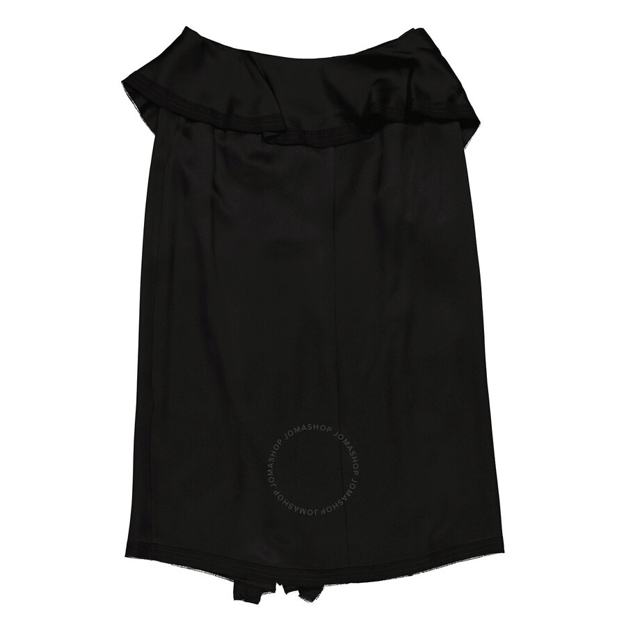 Open Box - Burberry Ladies Black Martia Ruffle Trim Silk Skirt, Brand Size 2 (US Size 0) - 7