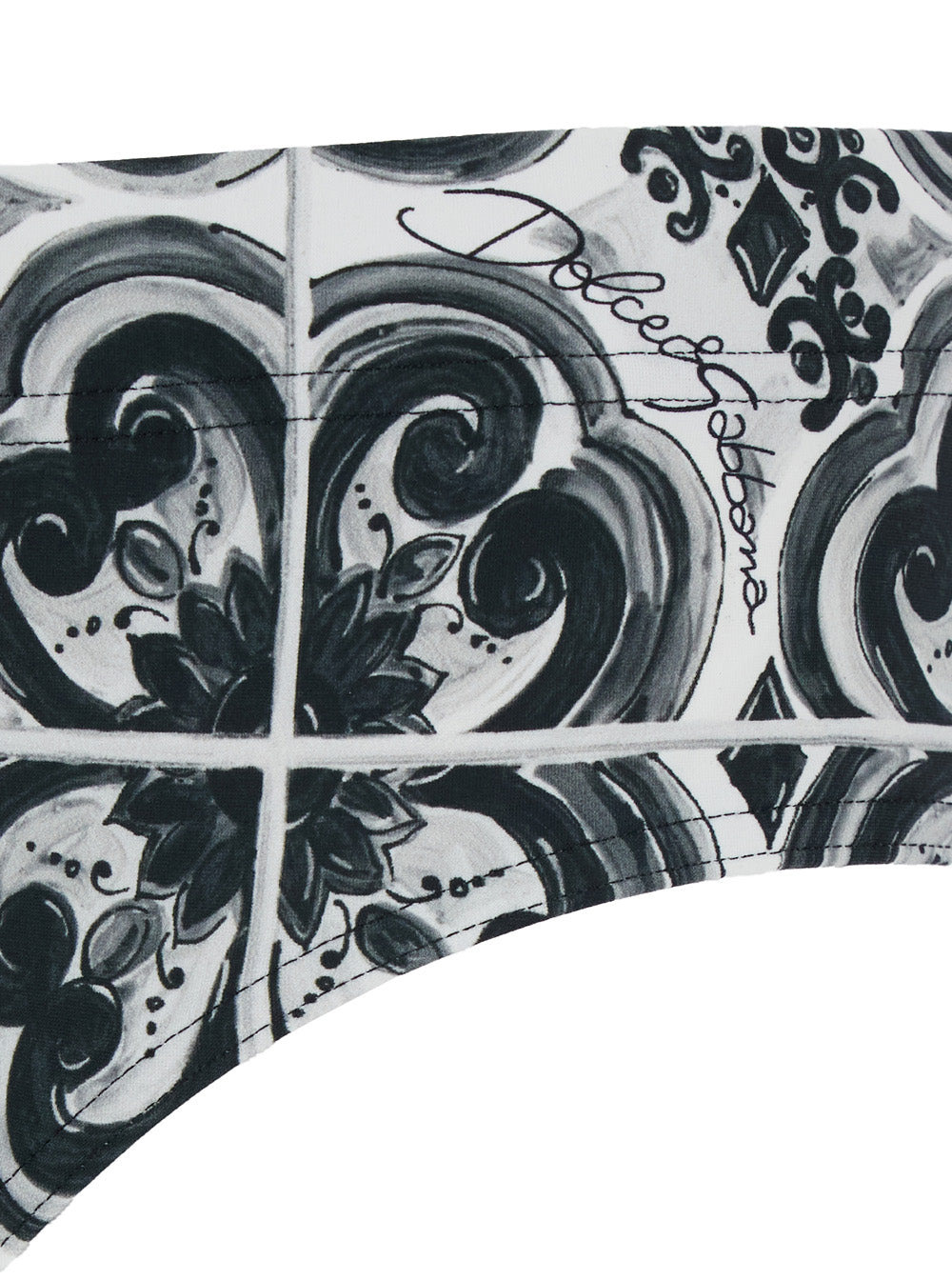 Dolce & Gabbana Men Black And White Swimsuit With All-Over Majolica Print In Techl Fabric Man - 3