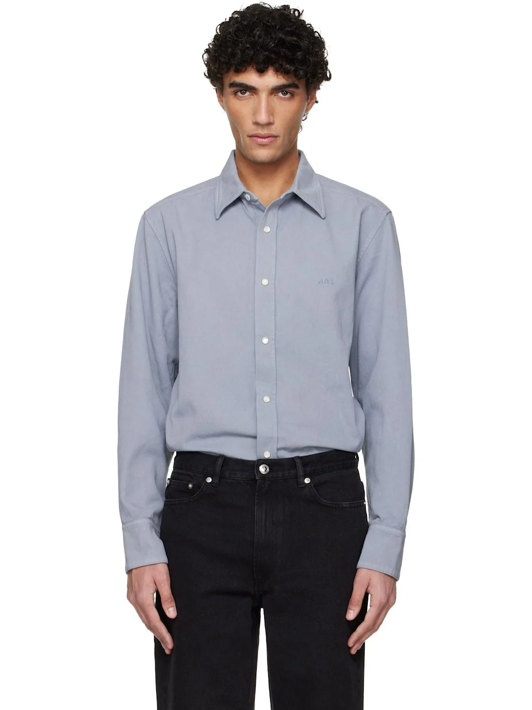 Blue Embroidered Overshirt - 1