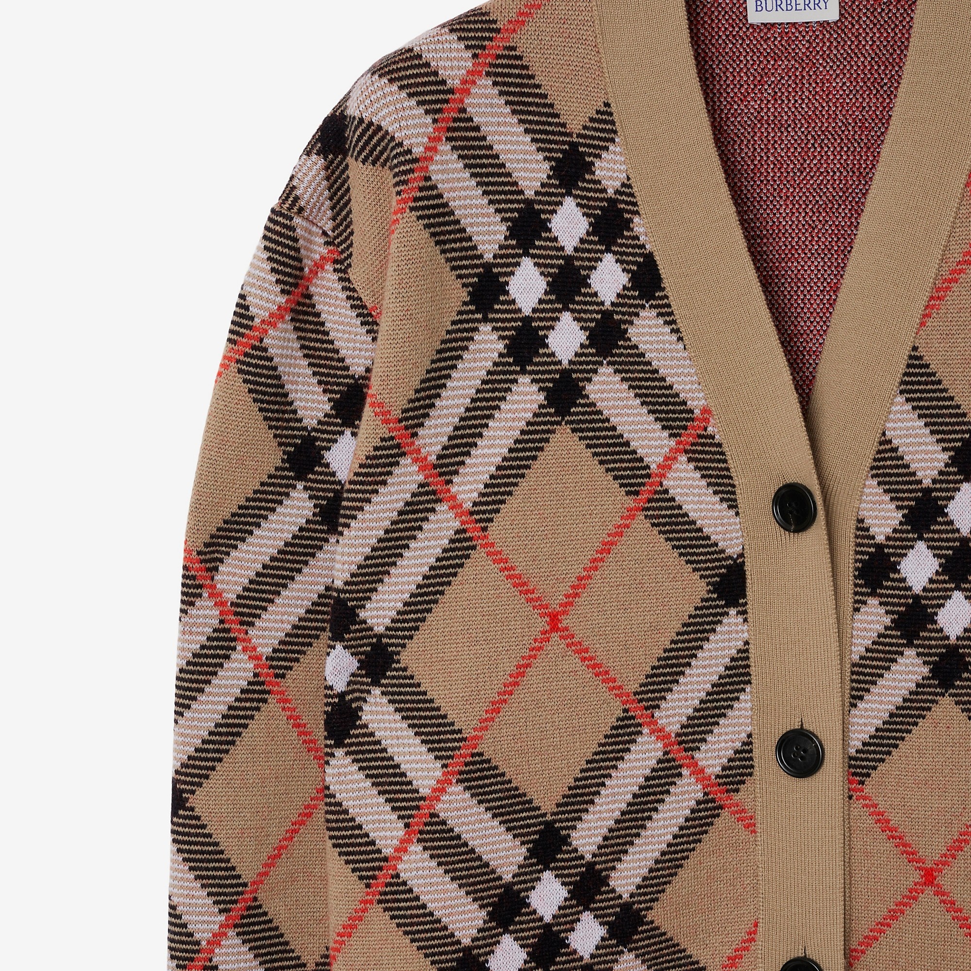 Check Wool Blend Cardigan - 3