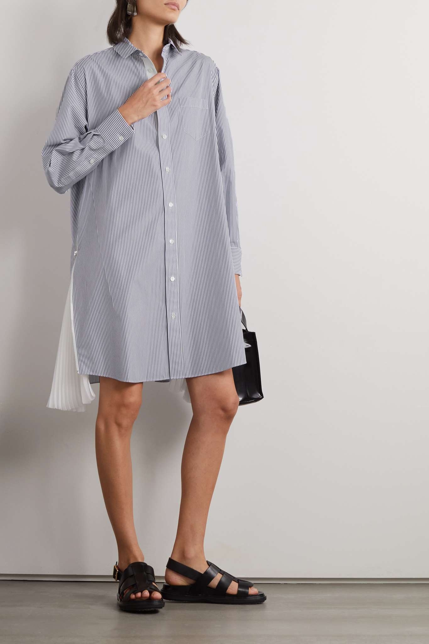 sacai panelled cotton minidress - Grey