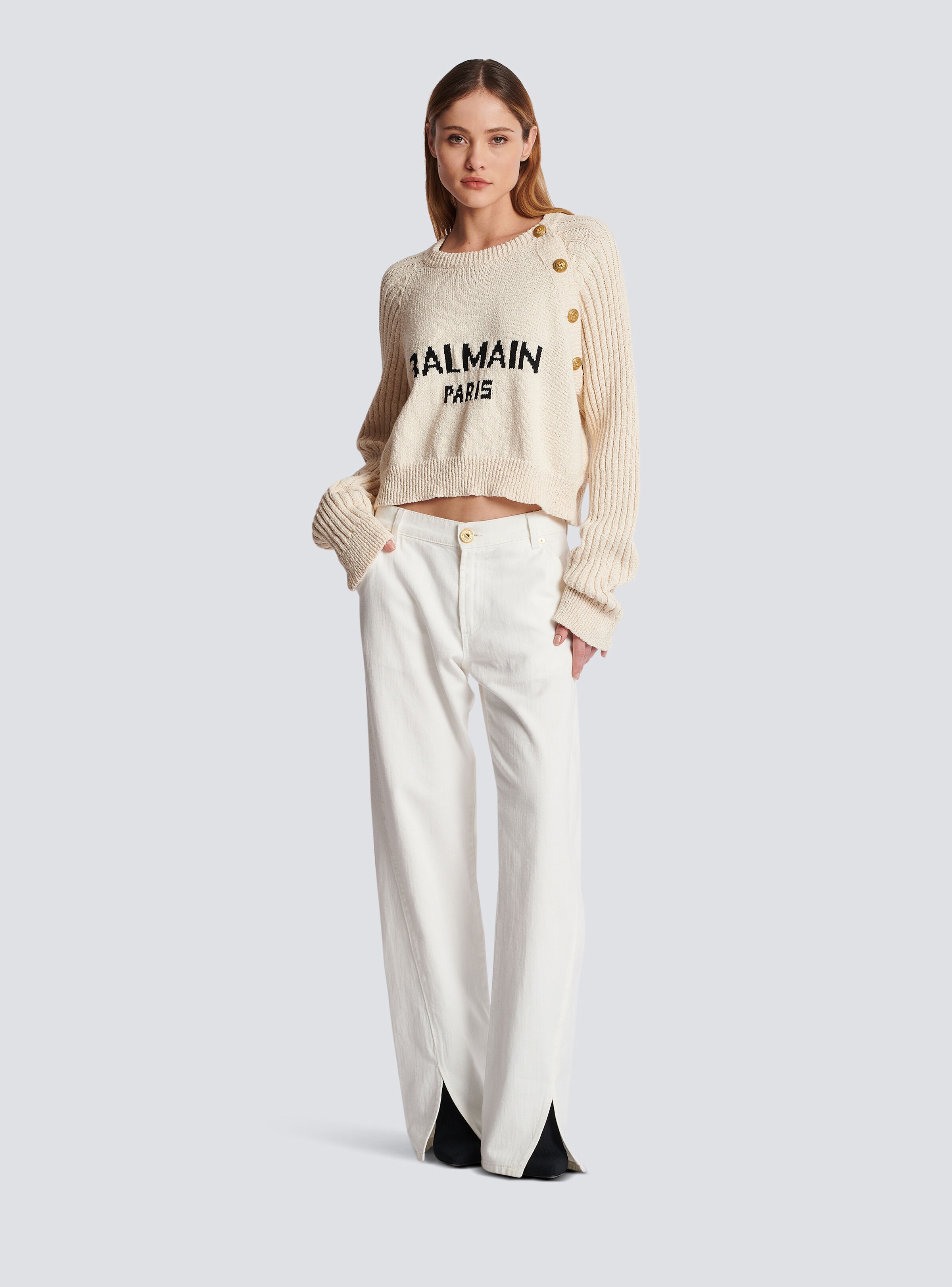 Buttoned jacquard jumper with Balmain logo - 2