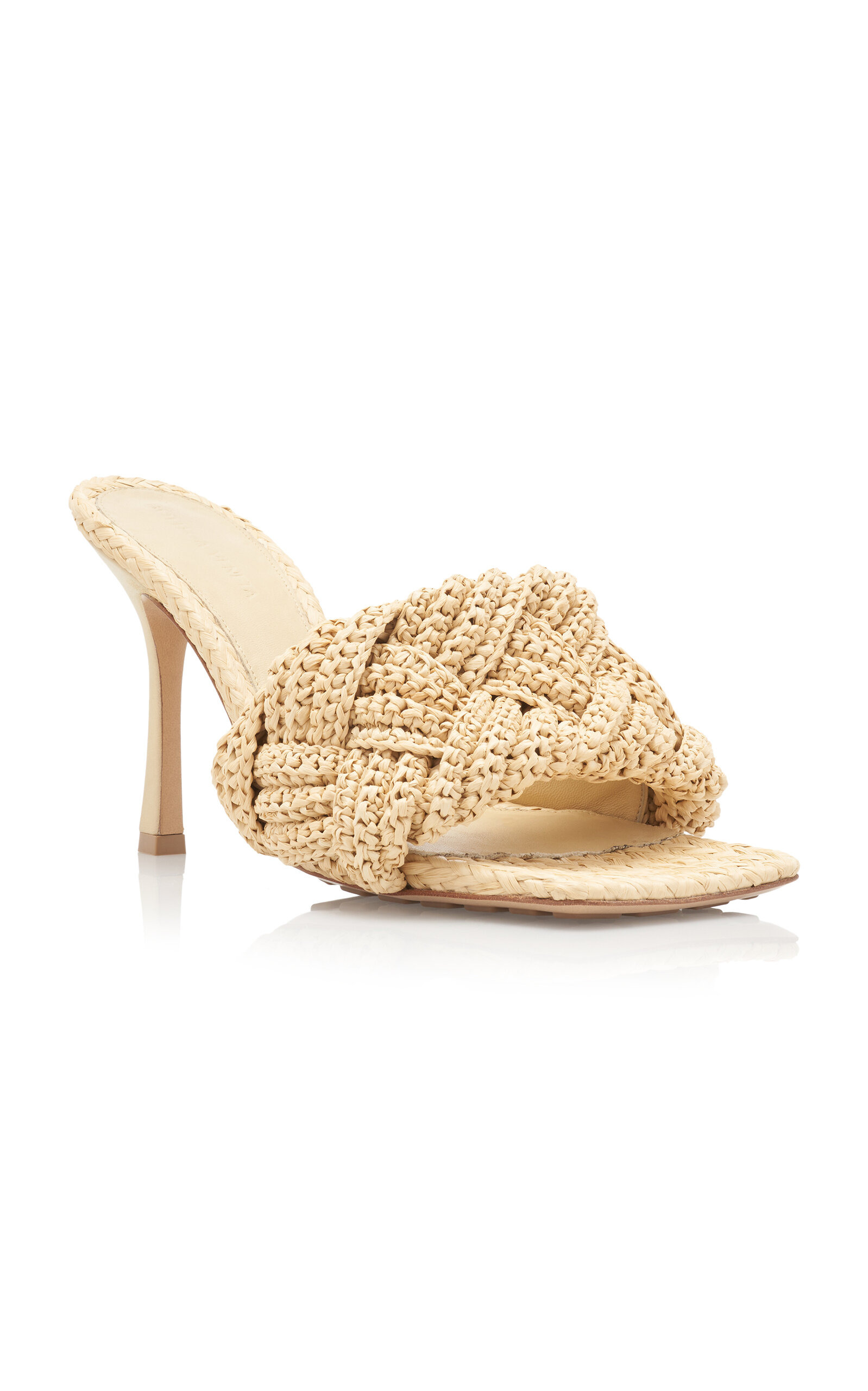 Lido Raffia Leather Mule Sandals neutral - 5