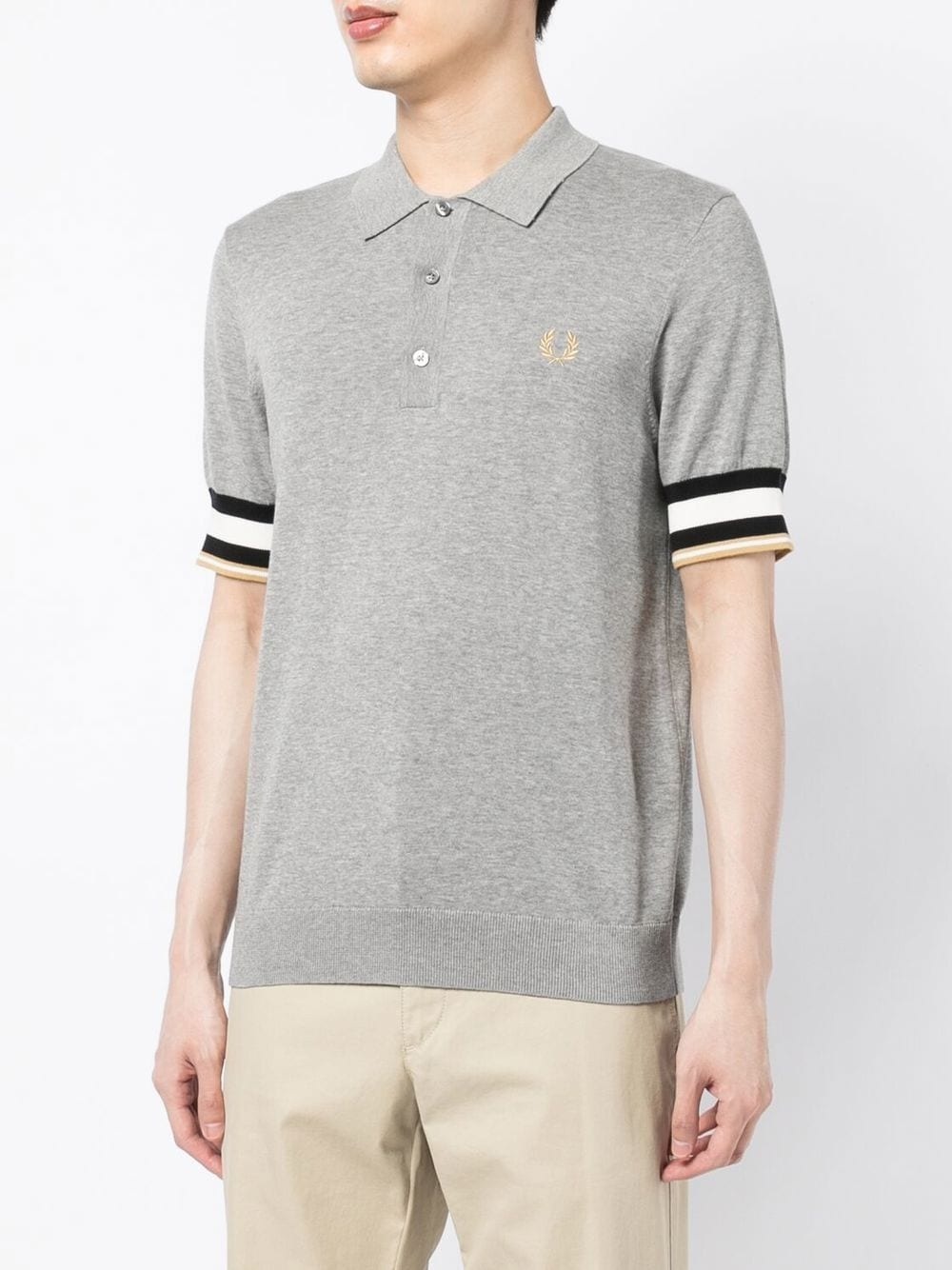 embroidered-logo fine-knit polo shirt - 4