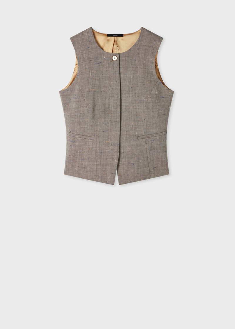 Women's Grey Flecked Tweed Waistcoat 1