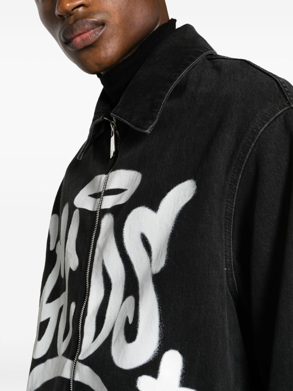 grafitti-print cotton denim jacket - 5