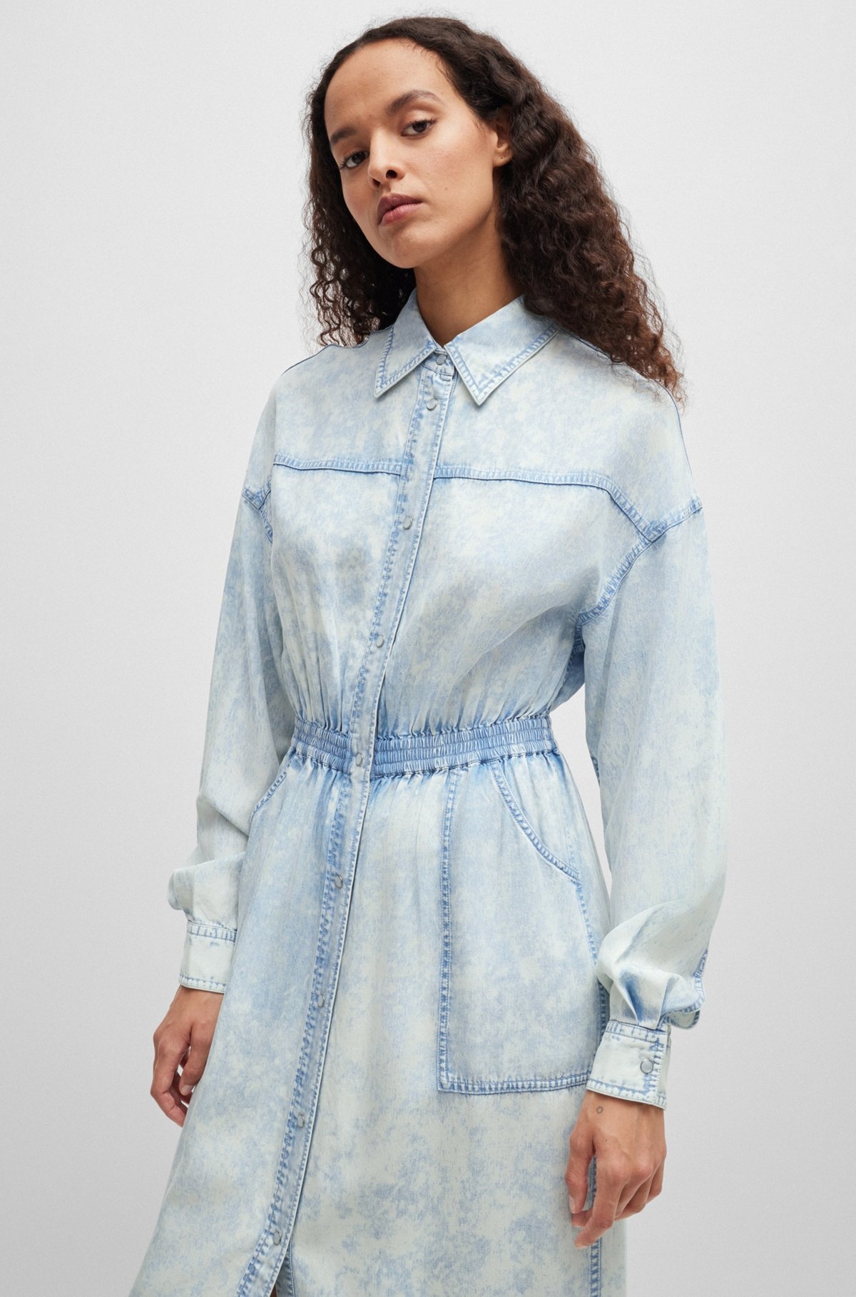 REGULAR-FIT SHIRT DRESS IN DENIM-EFFECT FABRIC - 6