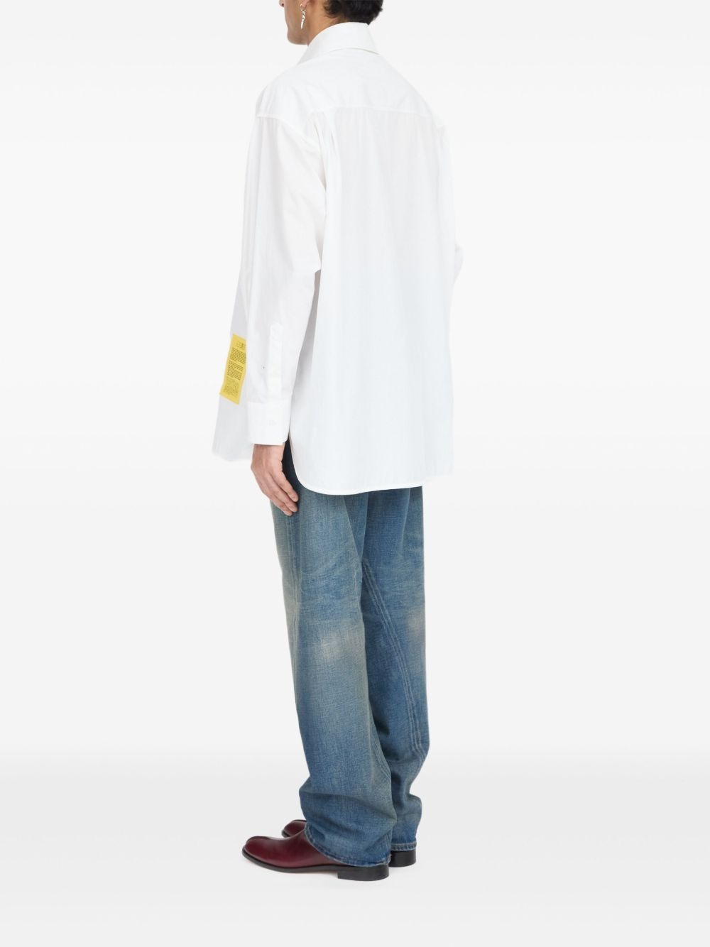 numbers motif-patch shirt - 5