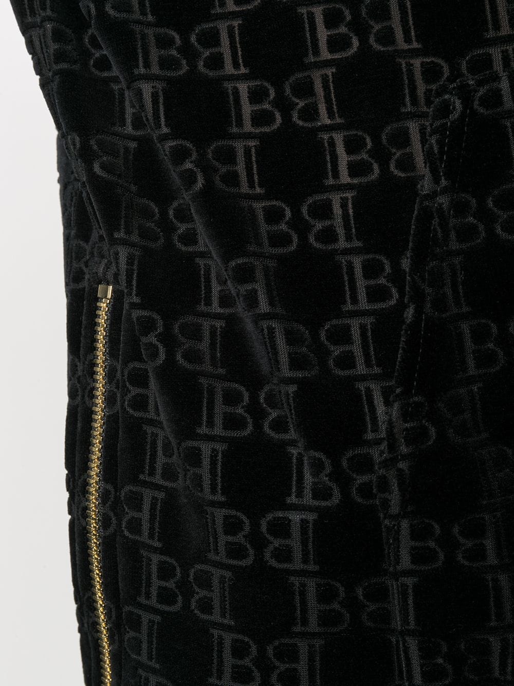 velvet monogram pattern hoodie - 5