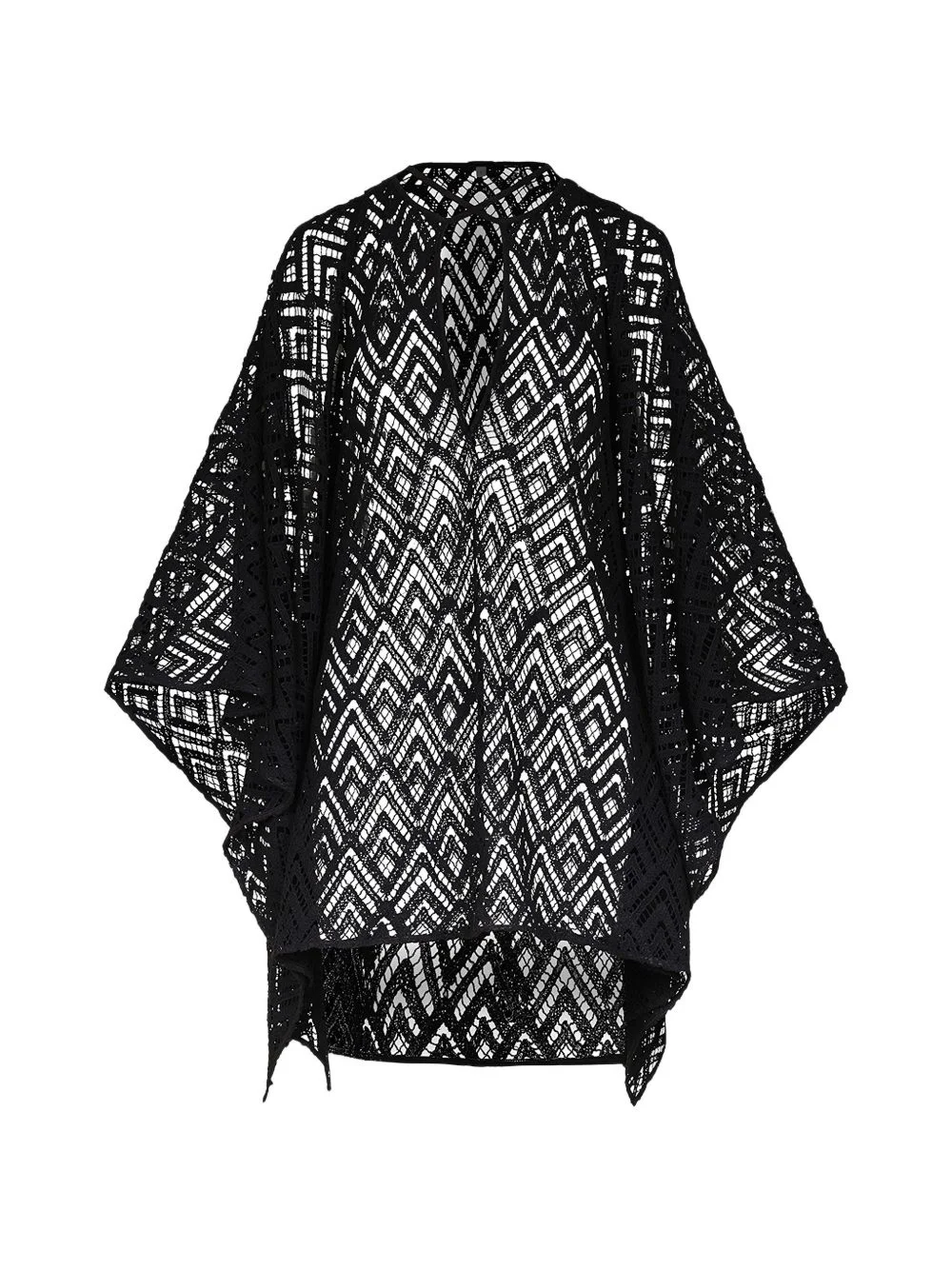 geometric-pattern V-neck poncho - 1