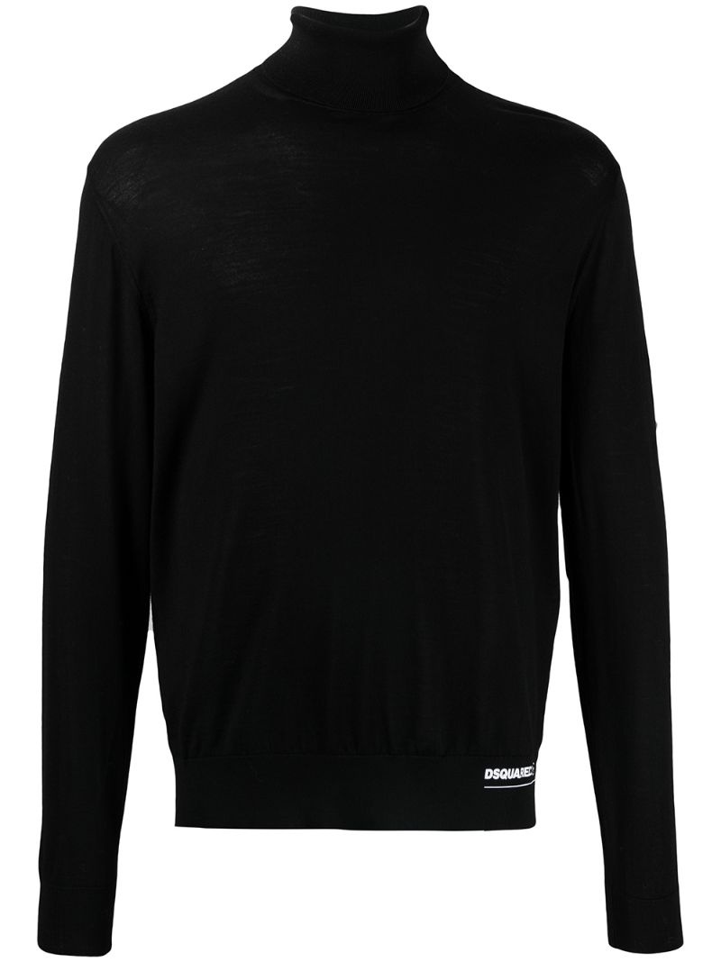 logo-patch roll-neck jumper - 1