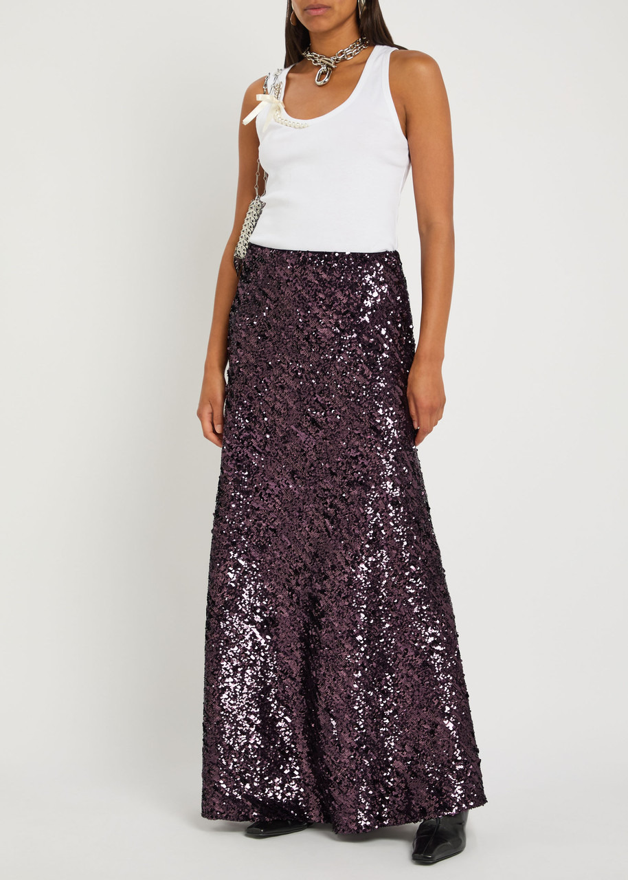 Rabanne Sequin-embellished Chiffon Maxi Skirt - 4