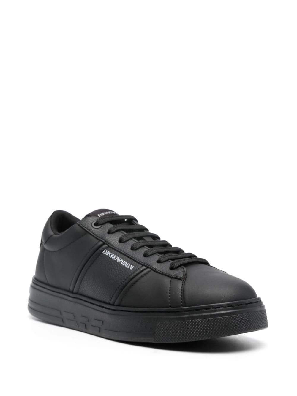 logo-print leather sneakers - 2