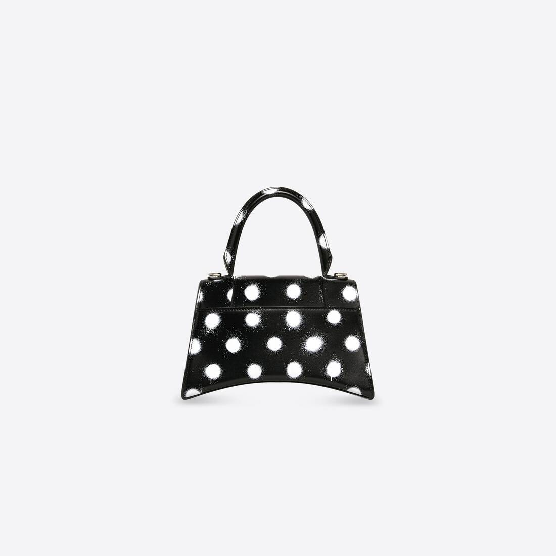 Women's Hourglass Small Handbag Sprayed Polka Dots Printed Box in Black - 2