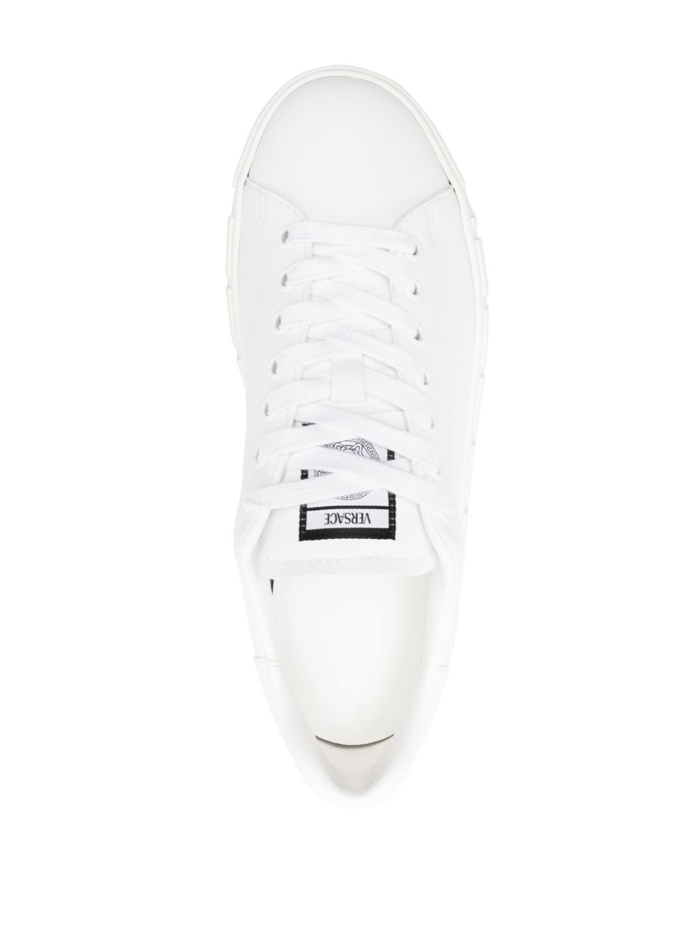 Greca-embossed leather sneakers - 4