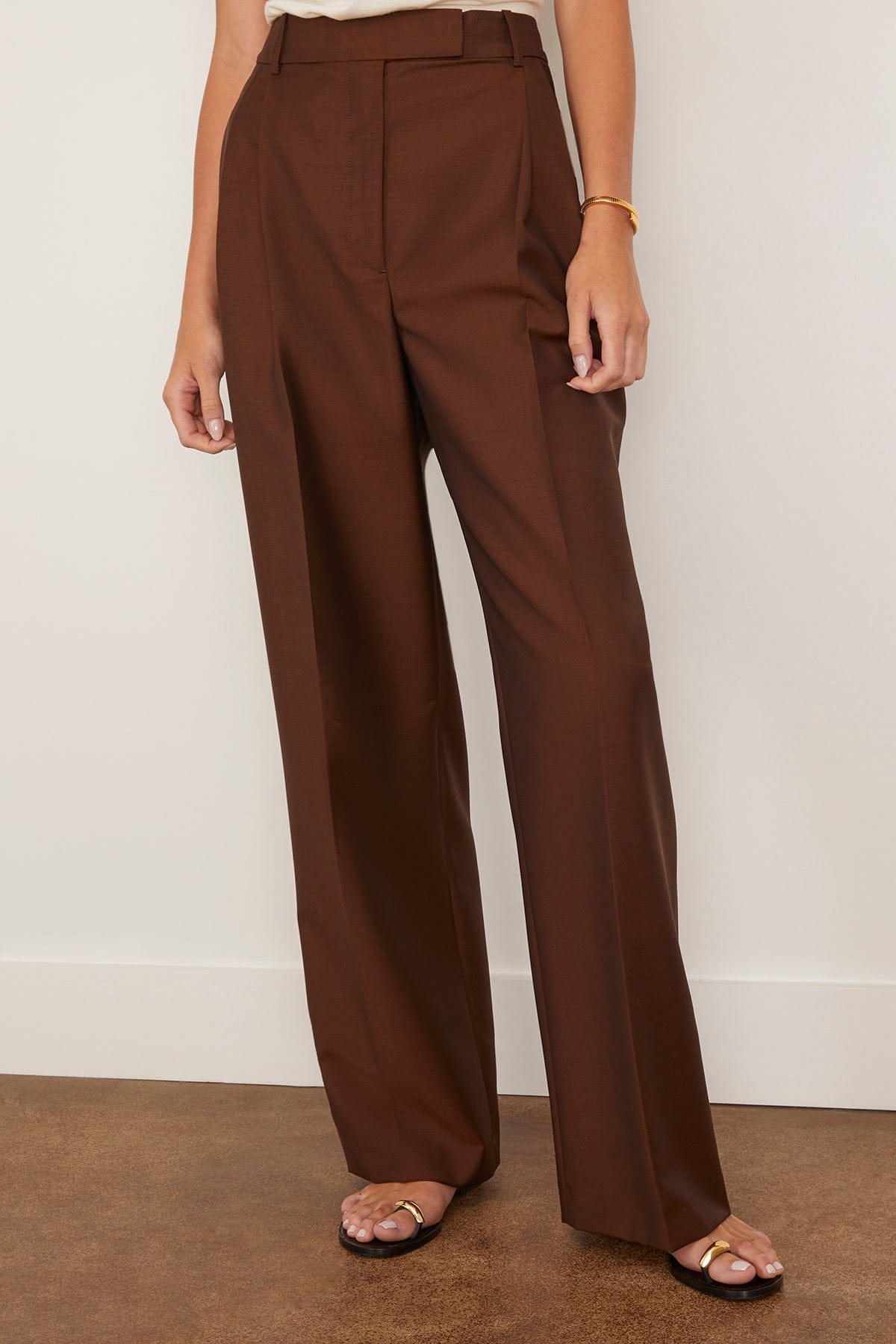 Mid-Waist Tailored Trousers in Mahogany - 3