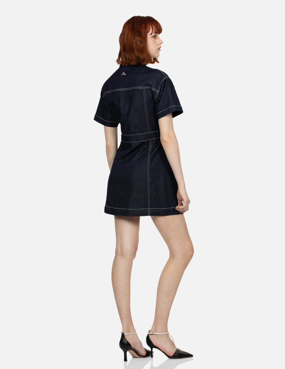 SEAGULL EMBROIDERY LOOSE FIT DENIM SHIRT DRESS - 4