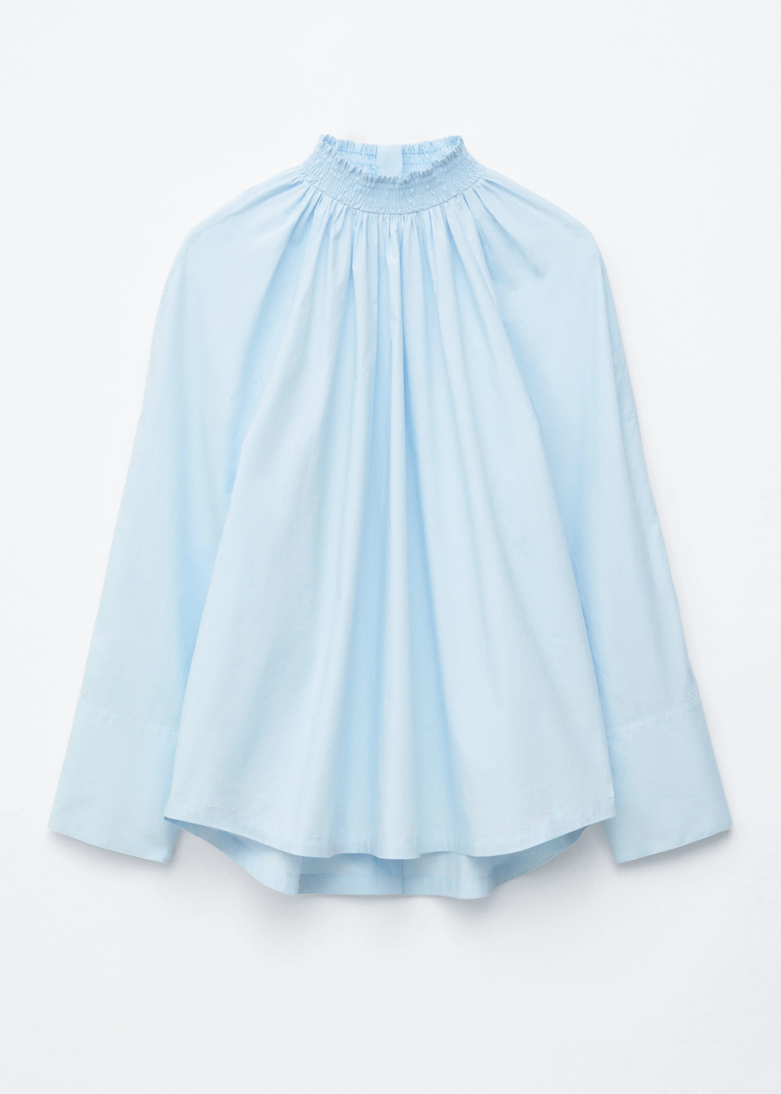 Gathered Stand-Collar Blouse - 1