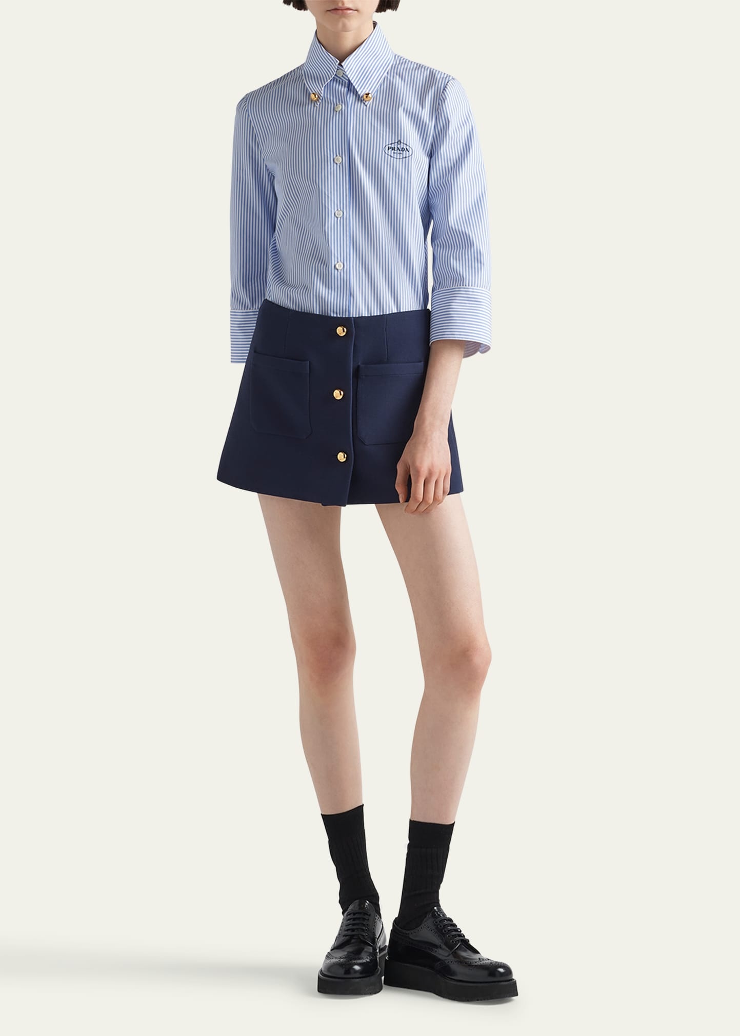 Buttoned Wool Mini Skirt - 2