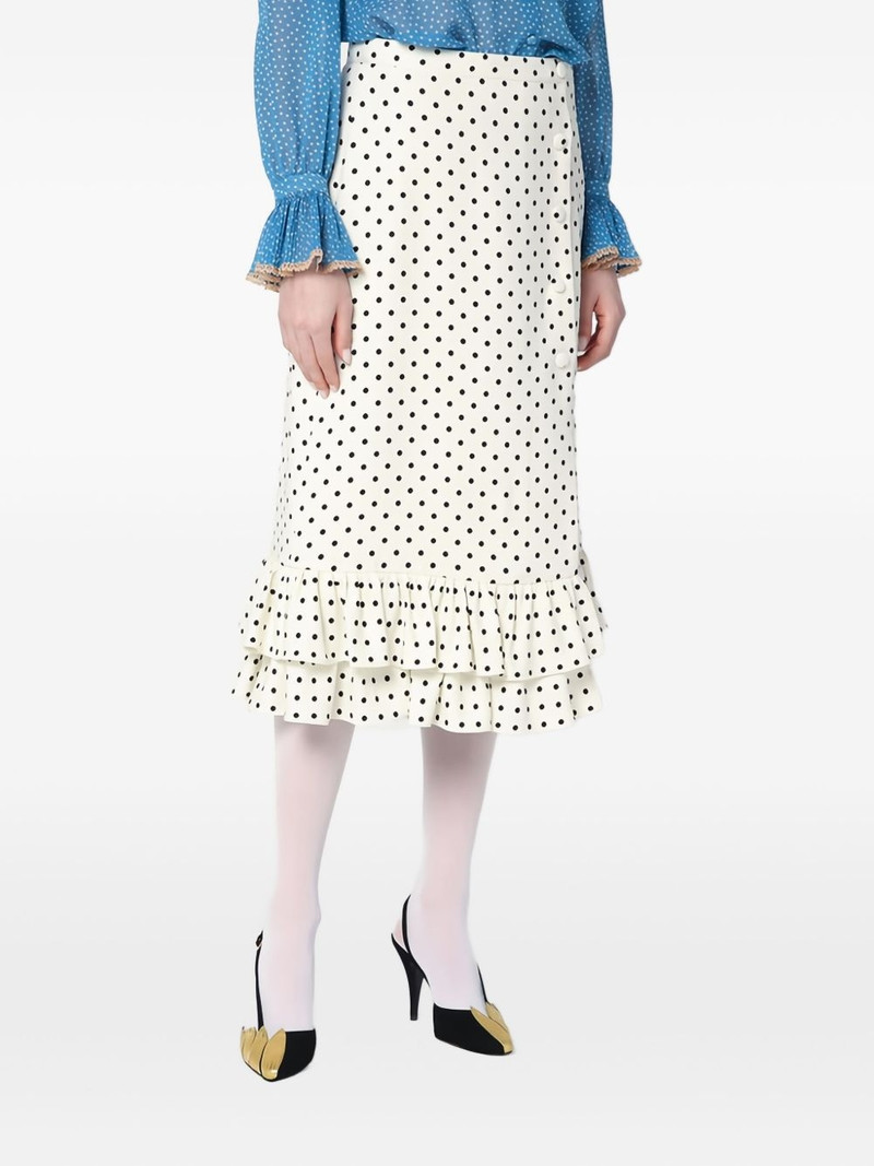 Polka-Dot Ruffled 짠 미디 스커트 4