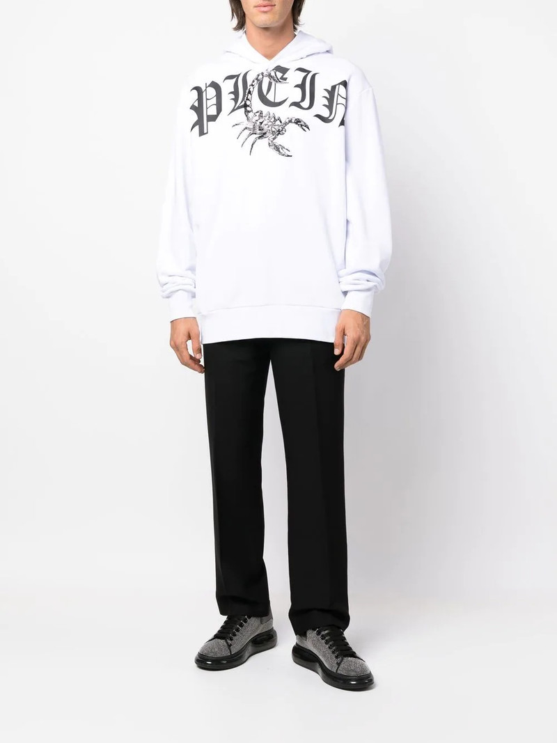 PHILIPP PLEIN logo-print long-sleeve hoodie outlook
